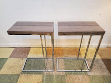 Load image into Gallery viewer, Pair Modern Side Tables With Chrome Base - Small - New Old Stock
