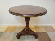 Load image into Gallery viewer, Vintage Round Burl Wood Pedestal Base Accent Table

