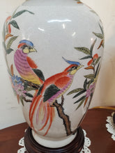 Load image into Gallery viewer, Pair Vintage Asian Style Chinoiserie Table Lamps With Birds And Flowers
