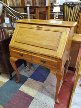 Load image into Gallery viewer, Vintage Broyhill Oak Drop Front Secretary Desk
