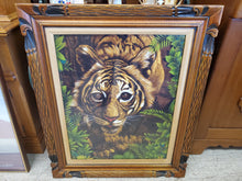 Load image into Gallery viewer, Vintage Framed Wesco Reltex Tiger – Thin Fabric Tapestry
