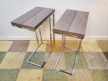 Load image into Gallery viewer, Pair Modern Side Tables With Chrome Base - Small - New Old Stock
