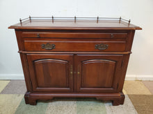Load image into Gallery viewer, Vintage Cherry Buffet Server With Pull Out Tray - Key Included Features Brass Gallery
