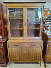 Load image into Gallery viewer, Vintage Mid Century Modern Cherry Hutch - China Cabinet - Din a Sett By Keller

