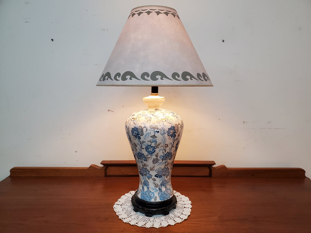 Vintage Blue Floral Table Lamp