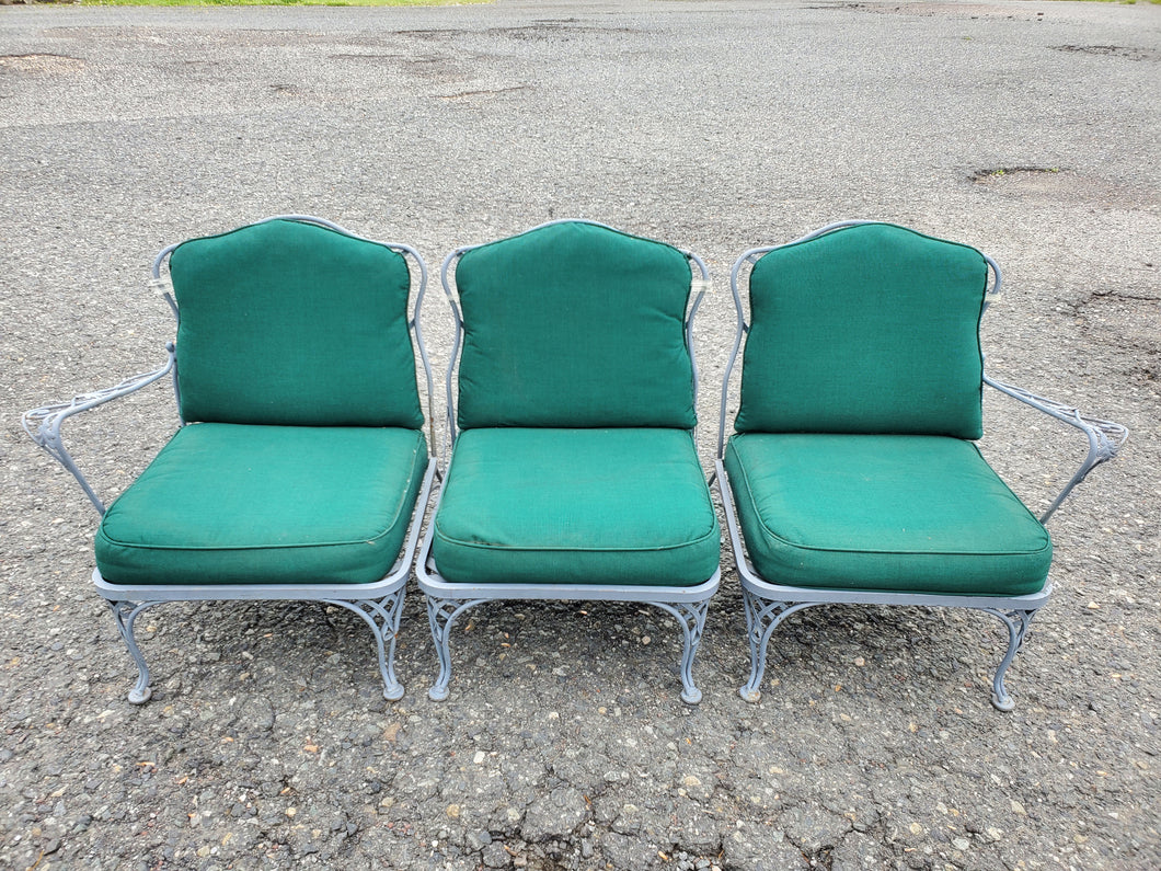 3 Piece Vintage Wrought Iron Lounge Sofa Settee With Cushions By Solebury