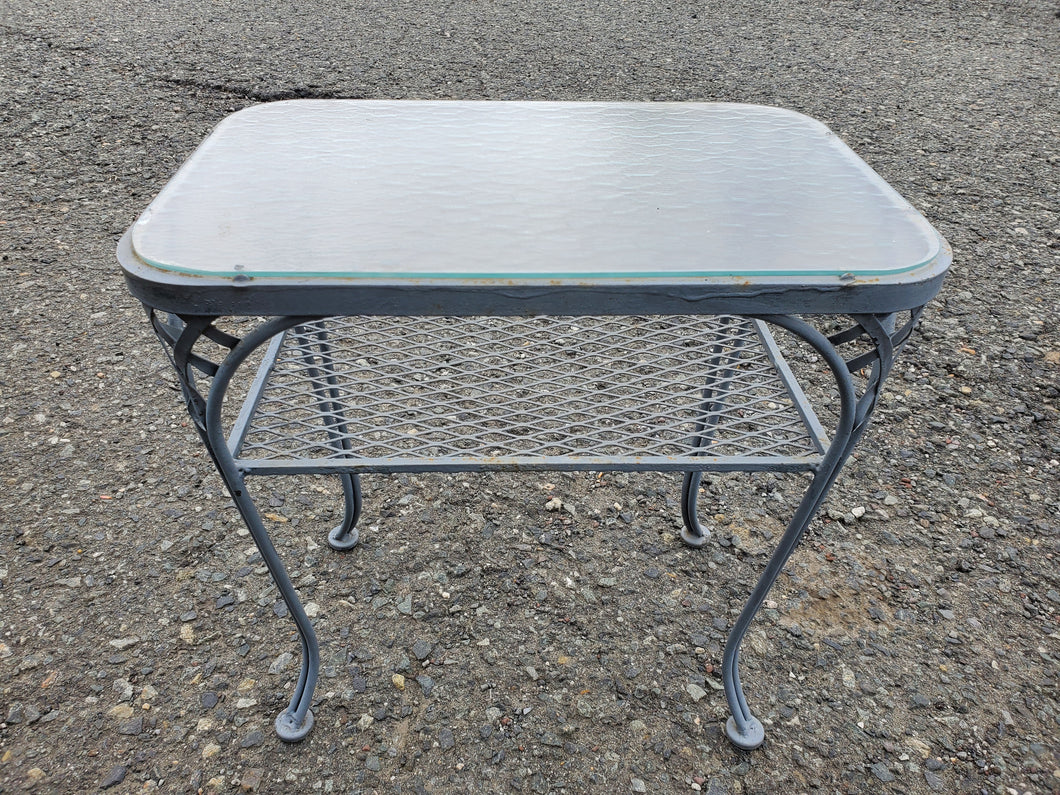 Vintage Wrought Iron Side Table With Glass Top By Solebury