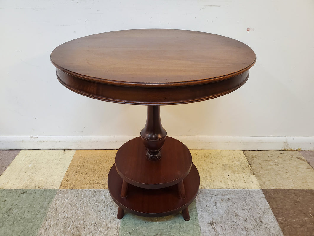 Vintage Mahogany Round Accent Table - Lamp Table