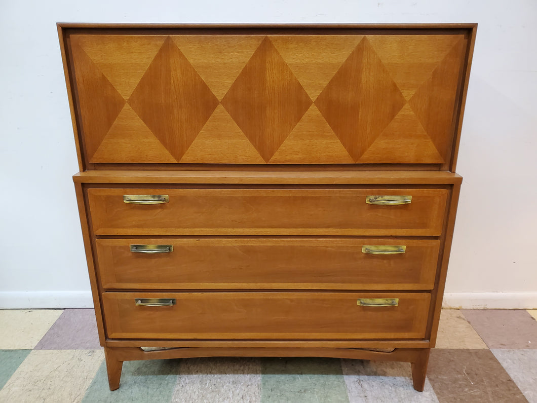 Red Lion Mid Century Modern Walnut Highboy Dresser - Gentleman Chest - 5 Drawers