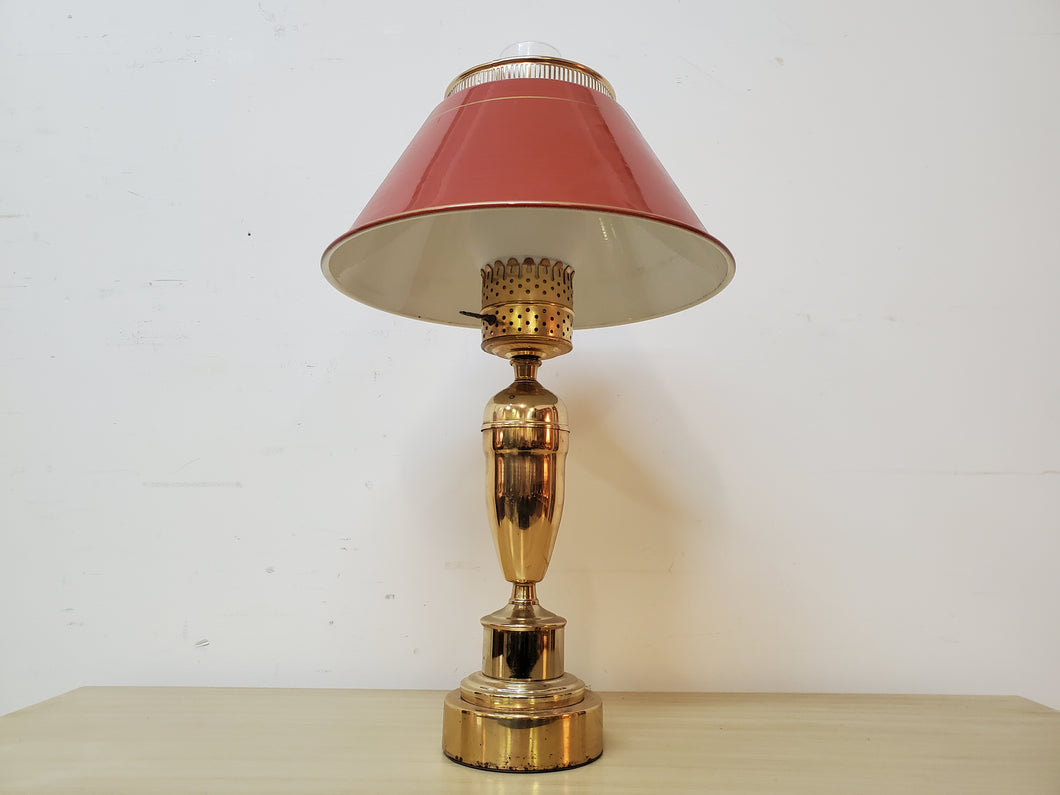 Vintage Brass Toleware Table Lamp