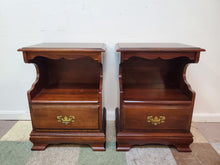 Load image into Gallery viewer, Pair Vintage Solid Cherry Open Cabinet Nightstands
