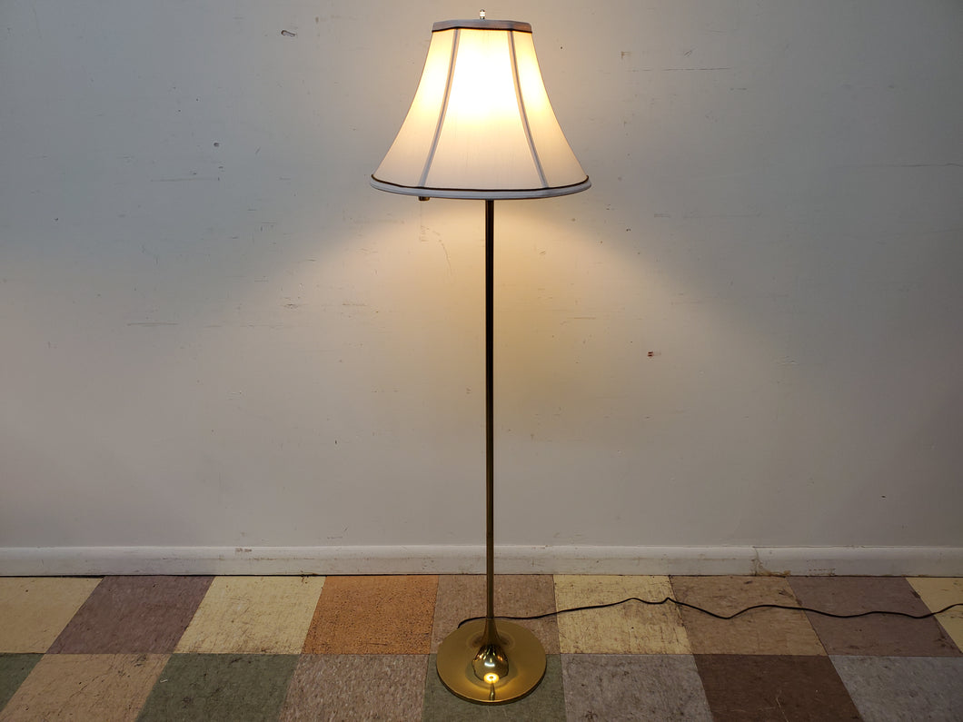 Vintage Brass Swing Arm Floor Lamp With Tulip Base