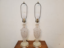 Load image into Gallery viewer, Pair Vintage Cut Glass Table Lamps – Lead Crystal – 3 Way Switch
