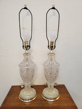 Load image into Gallery viewer, Pair Vintage Cut Glass Table Lamps – Lead Crystal – 3 Way Switch
