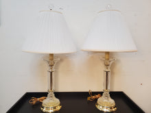 Load image into Gallery viewer, Pair Vintage Crystal Glass Column Table Lamp With 3 Way Switches
