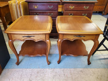 Load image into Gallery viewer, Pair Vintage French Provincial End Tables With Drawers
