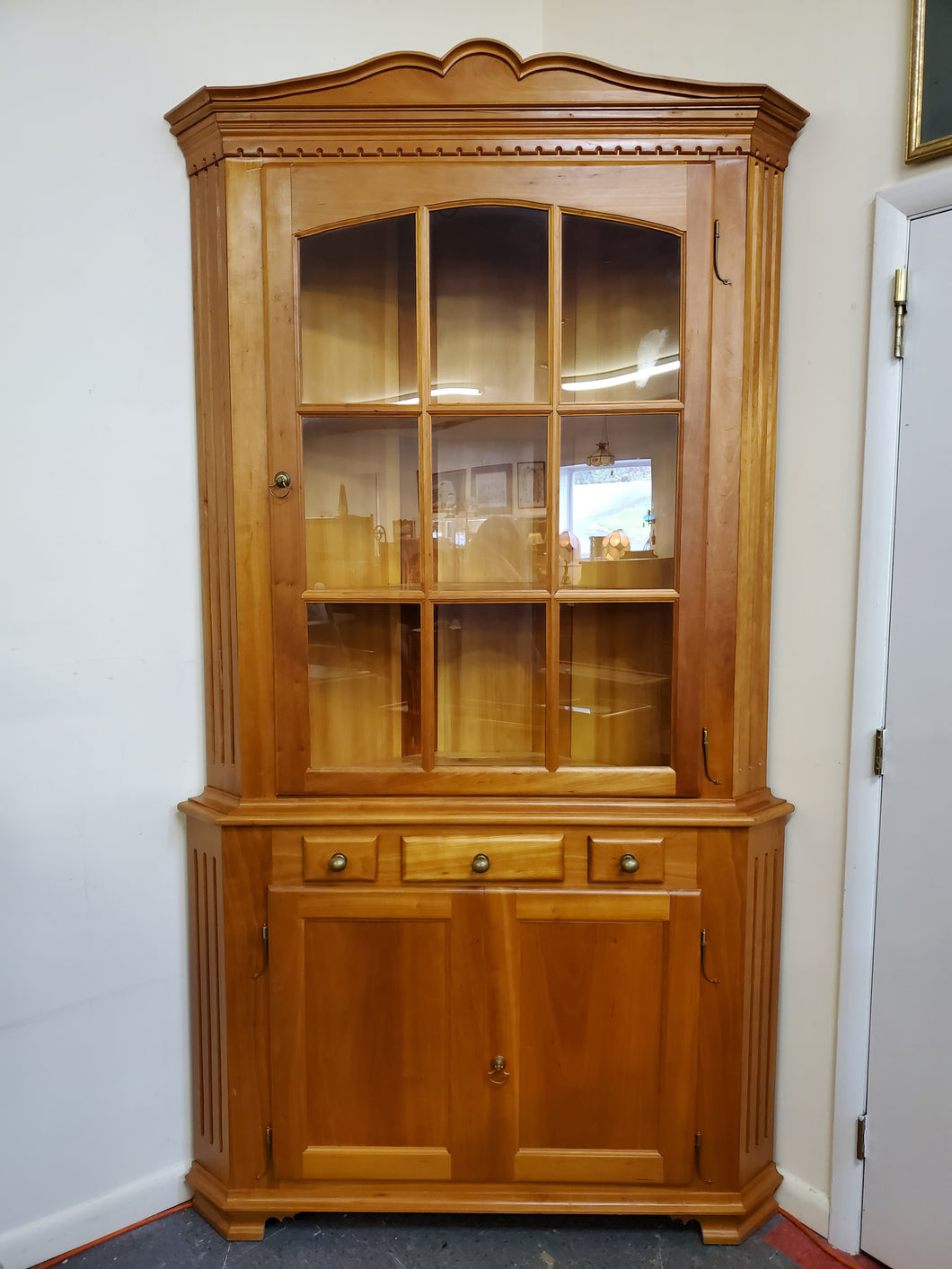 Large Corner Cupboard - 9 Panes - 2 Piece - Hand Crafted