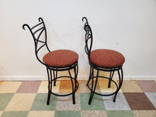 Load image into Gallery viewer, Vintage Wrought Iron High Back Swivel Barstools
