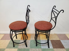 Load image into Gallery viewer, Vintage Wrought Iron High Back Swivel Barstools
